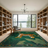 Jungle Tiger Green Area Rug