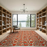 Orange Vibrant Orange Fruit Pattern Area Rug