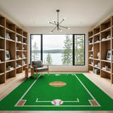 Green Baseball Field Kids Area Rug