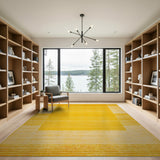 Golden Yellow Striped Frame Area Rug