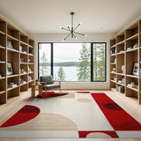 Geometric Modern Abstract Bold Red Geometric Abstract Area Rug