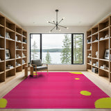 Playful Pink Yellow Circle Area Rug