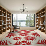 Bold Red Starburst Floral Area Rug