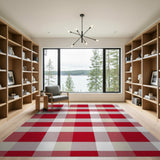 Rustic Farmhouse Red Gingham Plaid Farmhouse Area Rug