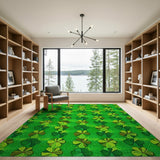 Green Floral Vintage Lucky Four-Leaf Clover Green Area Rug