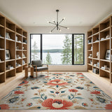 Ornate Pink Floral Vintage Area Rug