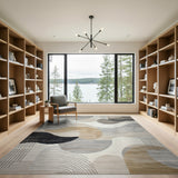 Modern Grey Abstract Wavy Shapes Area Rug