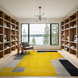 Bold Yellow Geometric Abstract Area Rug