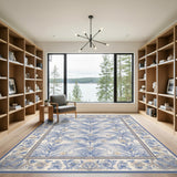 Blue Palm Floral Vintage Area Rug
