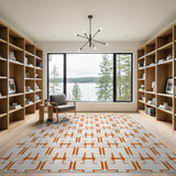 Geometric Modern Burnt Orange Geometric Trellis Area Rug