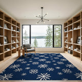 Navy Snowflake Geometric Area Rug