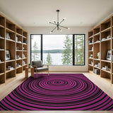 Hypnotic Pink Black Concentric Circles Rug