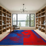 Geometric Abstract Face Area Rug in Blue Red
