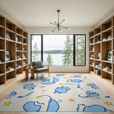 Playful Blue Cartoon Dino Area Rug