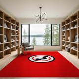 Bold Red Serpent Circle Area Rug