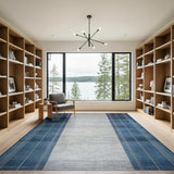 Navy Blue and Gray Striped Area Rug