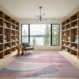 Abstract Area Pink Wavy Pink Grey Abstract Area Rug