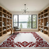 Red Ornate Red Persian Floral Border Rug