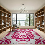 Coastal Beach Pink Pink Seashell Coastal Area Rug