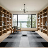Black White Geometric Grid No. 7 Area Rug