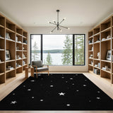 Black and White Abstract Area Starry Night Black White Area Rug
