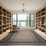 Beige Windowpane Grid Area Rug