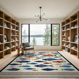 Vibrant Geometric Fish Multi-Color Area Rug