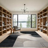 Modern Geometric Abstract Black White Area Rug