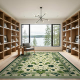 Green Green Shamrock Clover Area Rug