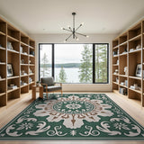 Traditional Persian Emerald Mandala Persian Area Rug
