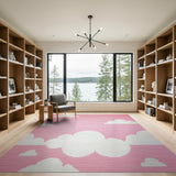 Whimsical Pink Pixel Clouds Area Rug