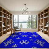 Elegant Snowflake Pattern Blue Area Rug