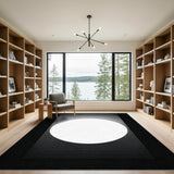 Black White Abstract Circle Area Rug