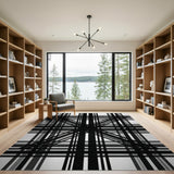 Black and White Geometric Modern Bold Black White Plaid Area Rug