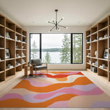 Multi-color and Patterns Vibrant Wavy Abstract Multi-Color Area Rug