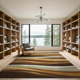 Earthy Wave Brown Tan Abstract Area Rug