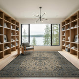 Blue and Teal Navy Blue Ivory Persian Medallion Area Rug