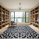Black White Geometric Modern No. 12 Area Rug
