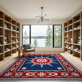 Navy Blue Starburst Medallion Persian Area Rug