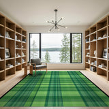 Vibrant Green Plaid Checkered Area Rug