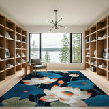 Indigo Lotus Blossom Area Rug
