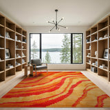 Fiery Red Orange Zigzag Geometric Area Rug