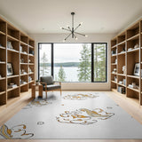 Whimsical Golden Clouds and Doves Area Rug