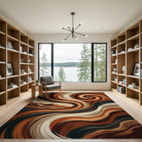Swirling Earth Tone Abstract Area Rug
