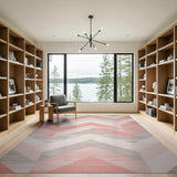 Pink Gray Chevron Zigzag Geometric Area Rug