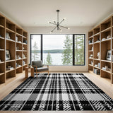 Black and White Bold Black White Plaid Geometric Area Rug
