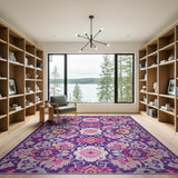 Purple Persian Floral Medallion Rug