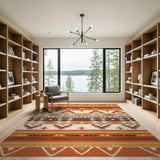 Vibrant Orange Southwestern Tribal Area Rug
