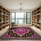 Pink Mandala Traditional Persian Area Rug