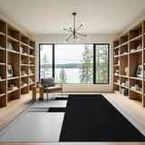 Modern Black White Geometric Abstract Rug
